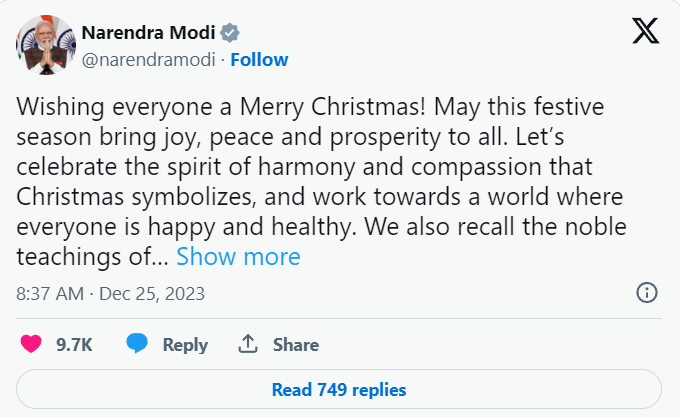 PM wishes everyone a Merry Christmas