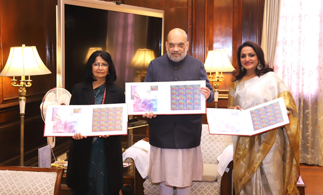 Union Home Minister and Minister of Cooperation, Shri Amit Shah releases a commemorative Postal Stamp, to mark 50 years of Pandit Jasraj’s music festival – ‘Pandit Motiram Pandit Maniram Sangeet Samaroha’, in New Delhi today