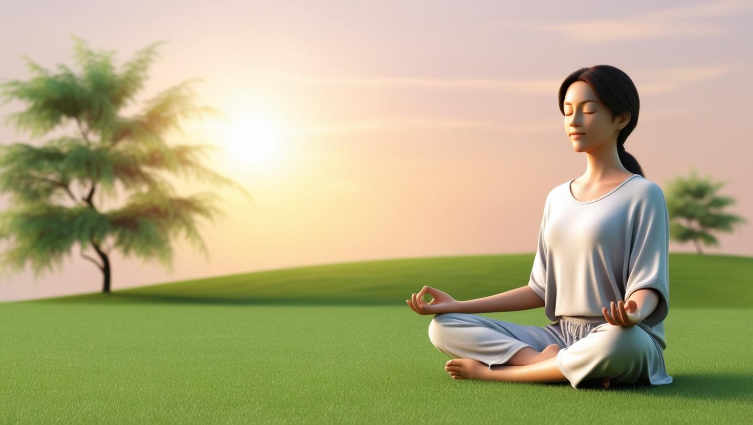 A serene outdoor scene with a person meditating, symbolizing the pursuit of mental health and work-life balance by Ankita News